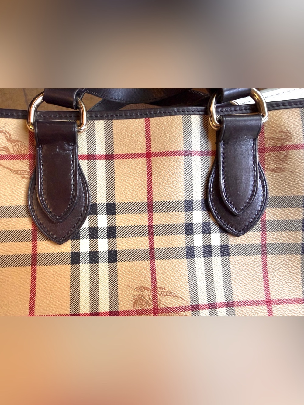 Authentic Burberry London Nova Check Coated Canvas Haymarket Tote Ittivgro58cal - Picture 6 of 13